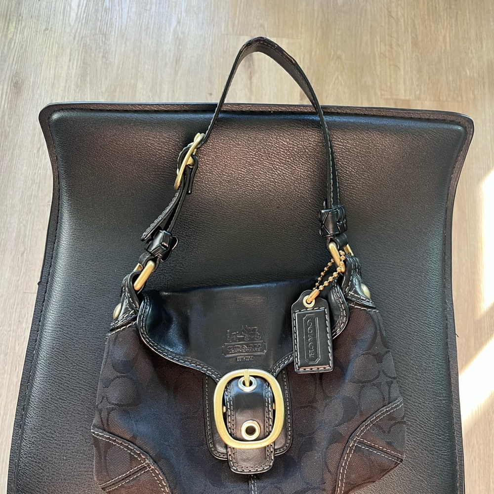 Coach Black and Gold Buckle Bag